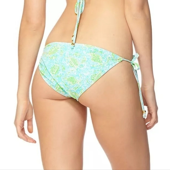 Lily Pulitzer Bikini Bottoms Size Large Sandi String Bottom Blue Green Print - Picture 3 of 13
